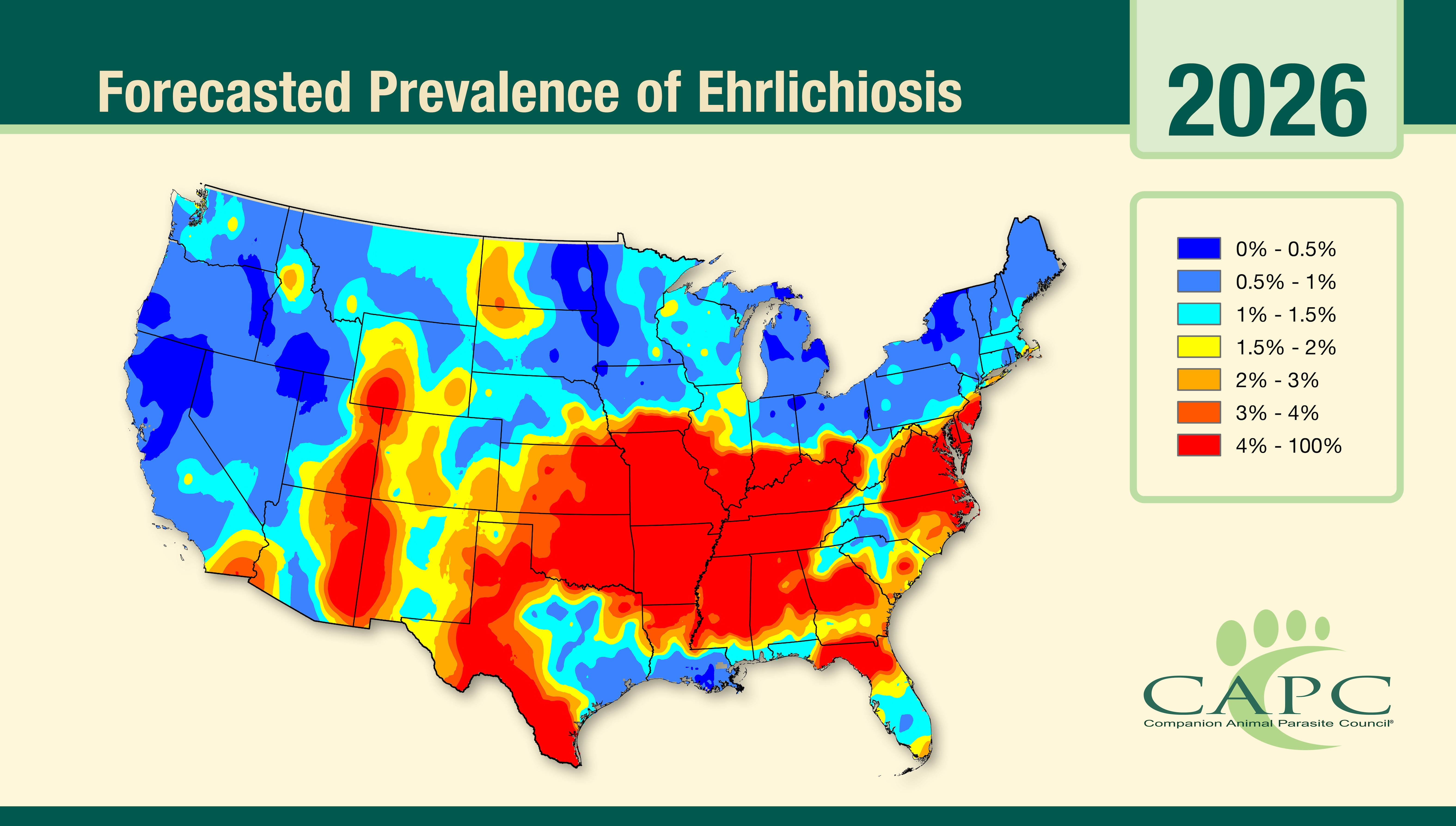 20260302 CAPC Forecast Maps Ehrlichiosis